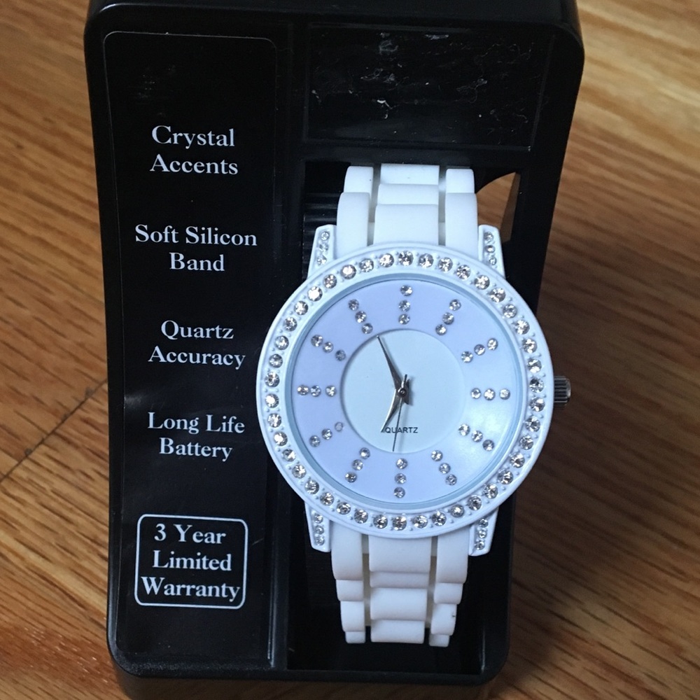 White with crystal accent watch